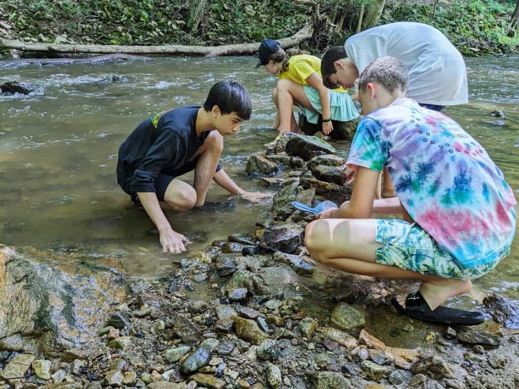 Kids having fun in river